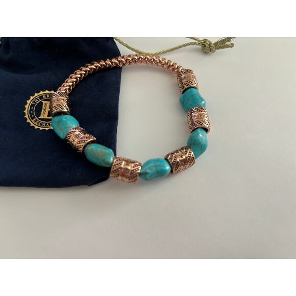 Bradford Exchange Touch Of Heaven Genuine Turquoise And Copper Healing Bracelet - Picture 2 of 2